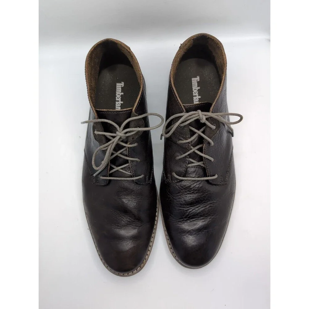 TIMBERLAND Revenia Leather Chukka Boots Mens 9.5 Dark Brown Lace Up Work Casual